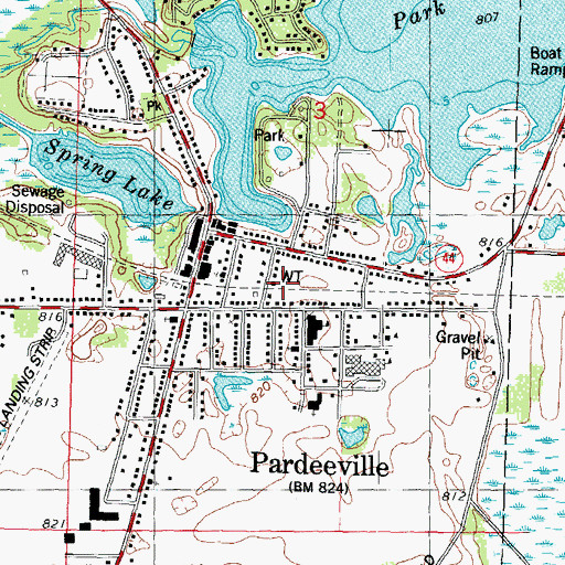 Topographic Map of Pardeeville Fire Department, WI