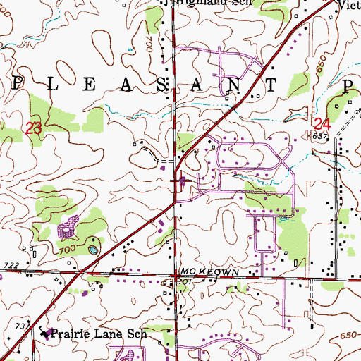 Topographic Map of Pleasant Prairie Fire and Rescue Station 1, WI
