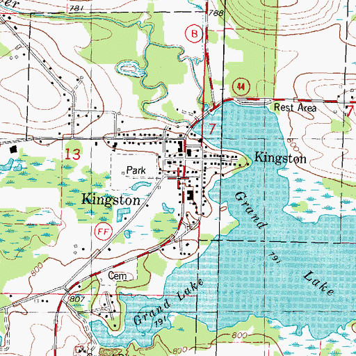 Topographic Map of Kingston Volunteer Fire Department, WI