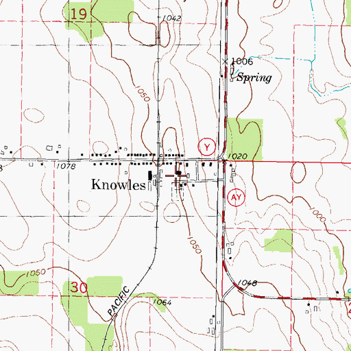 Topographic Map of Knowles Volunteer Fire Department, WI