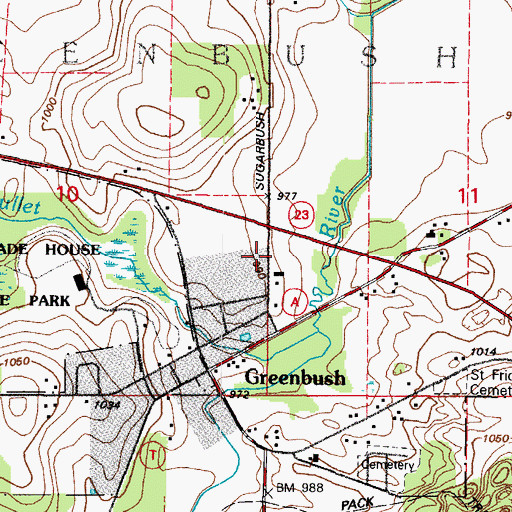 Topographic Map of Greenbush Volunteer Fire Department, WI