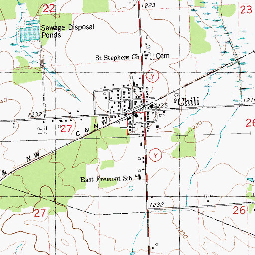 Topographic Map of Chili - Fremont Volunteer Fire Department, WI