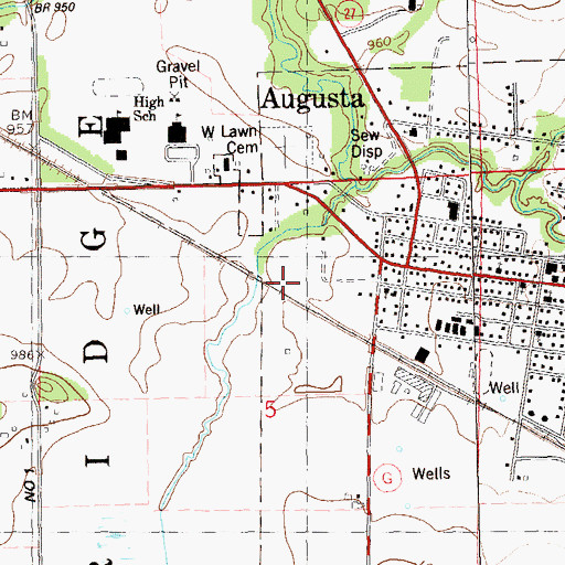 Topographic Map of Augusta - Bridge Creek Township Fire Department, WI