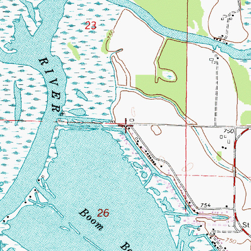 Topographic Map of Boombay Volunteer Fire Department, WI