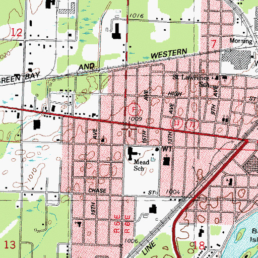 Topographic Map of Wisconsin Rapids Fire Department - Station 2, WI