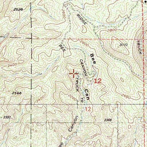Topographic Map of Bee Canyon Truck Trail, CA