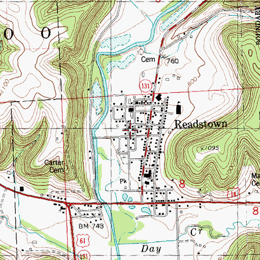 Topographic Map of Readstown Volunteer Fire Department, WI