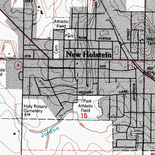 Topographic Map of New Holstein Volunteer Fire Department, WI