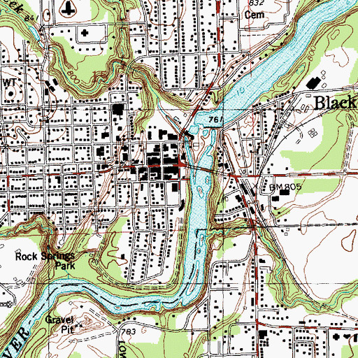 Topographic Map of Black River Falls Fire Department, WI