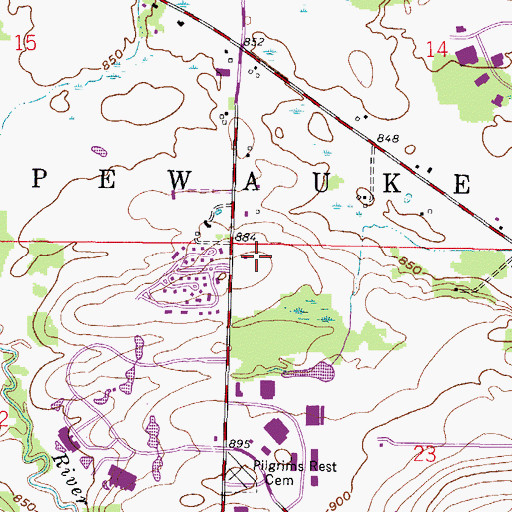 Topographic Map of Pewaukee Fire Department Station 1, WI