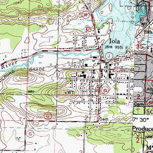 Topographic Map of Iola and Rural Volunteer Fire Department and Ambulance Service, WI