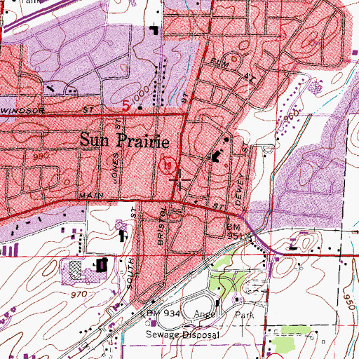 Topographic Map of Sun Prairie Fire Department Station 1, WI