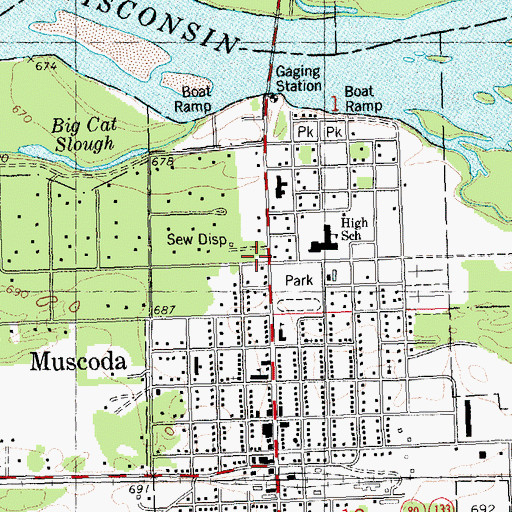 Topographic Map of Muscoda Fire and Rescue, WI