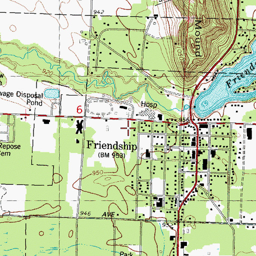 Topographic Map of Friendship Volunteer Fire Department, WI