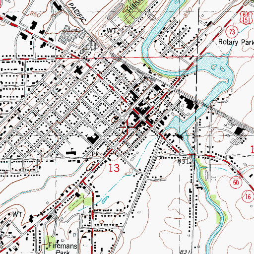Topographic Map of Columbus Fire Department, WI