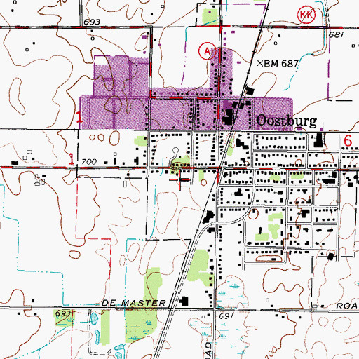 Topographic Map of Oostburg Fire Department, WI