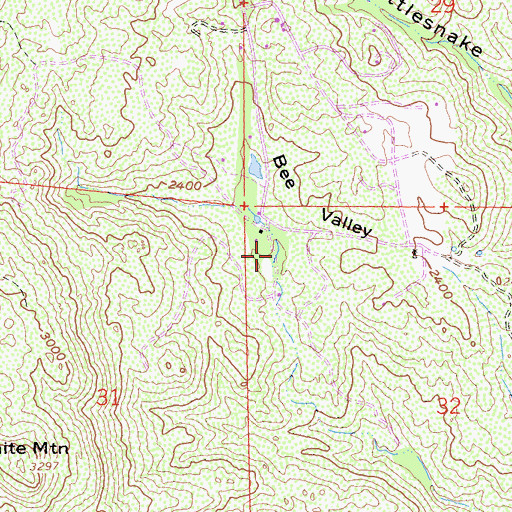 Topographic Map of Bee Valley, CA