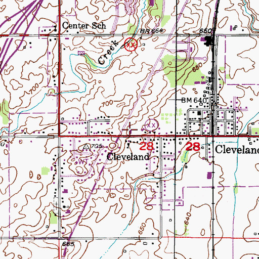 Topographic Map of Cleveland Volunteer Fire Department, WI