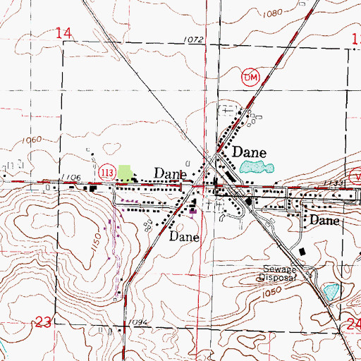 Topographic Map of Dane Fire Department, WI
