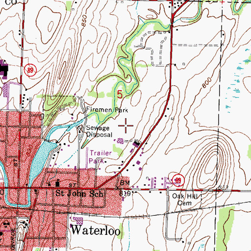 Topographic Map of Waterloo Fire and Rescue Department, WI