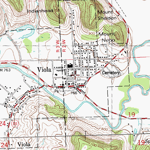 Topographic Map of Viola Volunteer Fire Department, WI