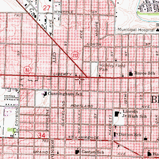 Topographic Map of Beloit Fire Department Station 3, WI
