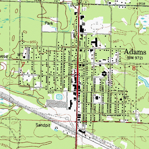 Topographic Map of Adams County Fire District, WI