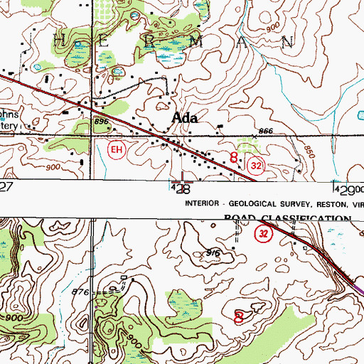 Topographic Map of Ada Fire Department, WI