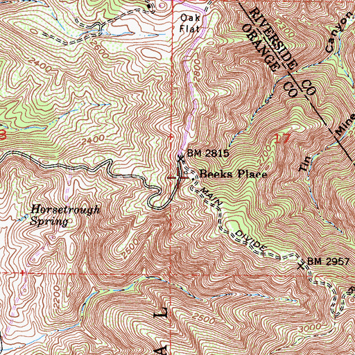 Topographic Map of Beeks Place, CA