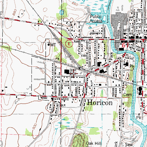 Topographic Map of Horicon Volunteer Fire Department, WI