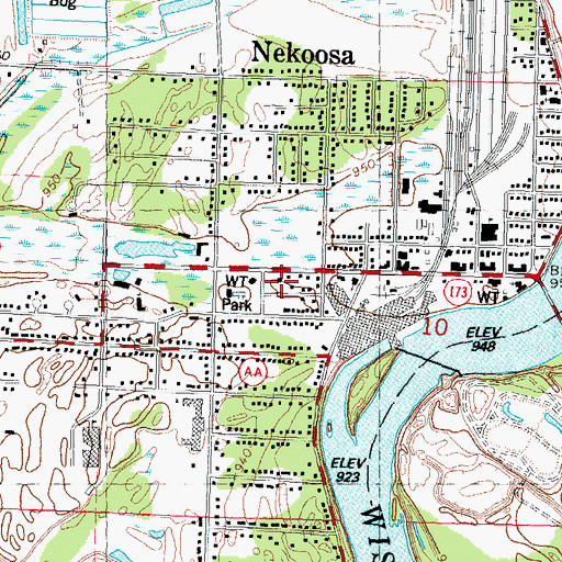 Topographic Map of Nekoosa Fire Department, WI