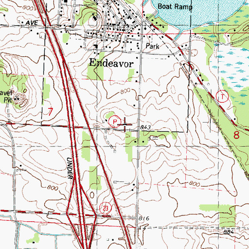 Topographic Map of Endeavor - Moundville Fire and Rescue, WI