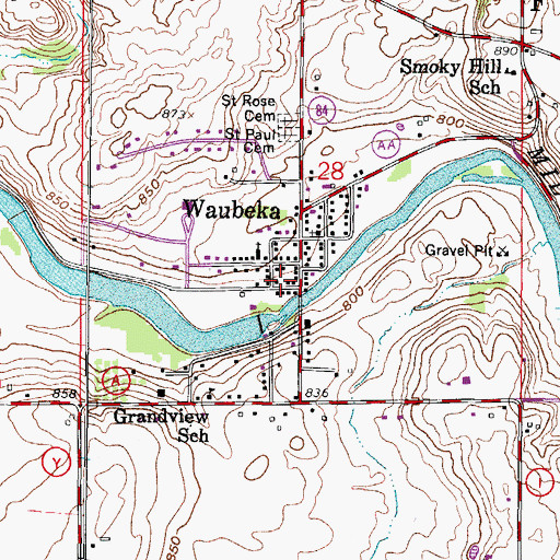 Topographic Map of Waubeka Fire Department, WI