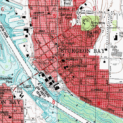 Topographic Map of Sturgeon Bay Fire Department - East Station, WI