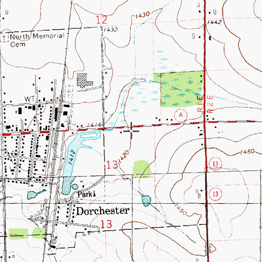 Topographic Map of Dorchester Area Emergency Services, WI