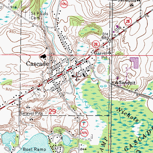 Topographic Map of Cascade Fire Department, WI