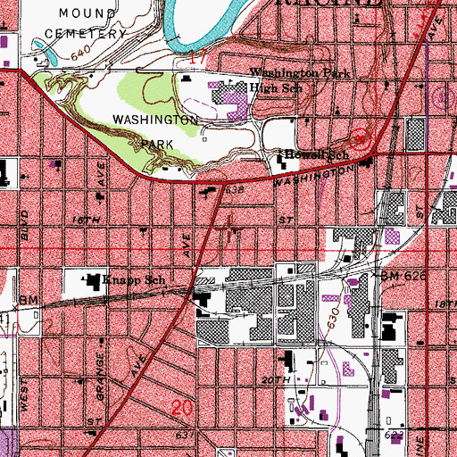 Topographic Map of Racine Fire Department Station 6, WI