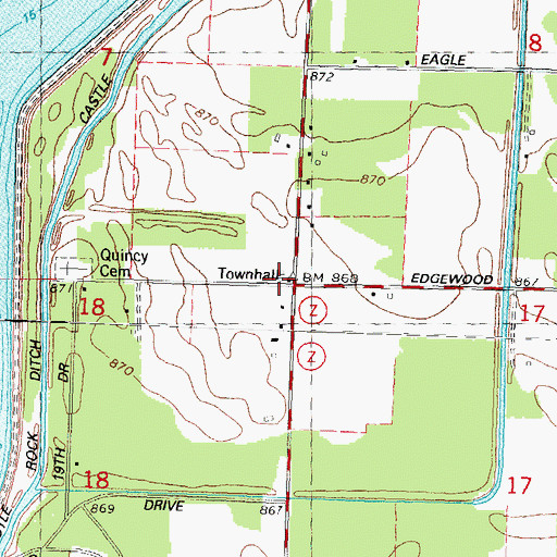 Topographic Map of Quincy Volunteer Fire Department, WI