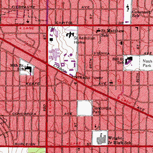 Topographic Map of Milwaukee Fire Department Engine 22, WI