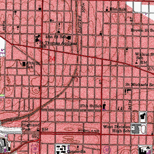 Topographic Map of Milwaukee Fire Department Engine 32, WI