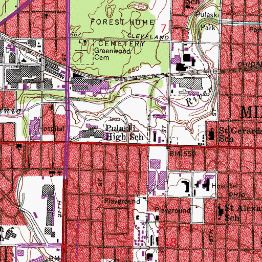 Topographic Map of Milwaukee Fire Department - Station 12, WI