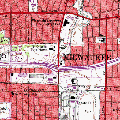 Topographic Map of Milwaukee Fire Department Engine 25, WI