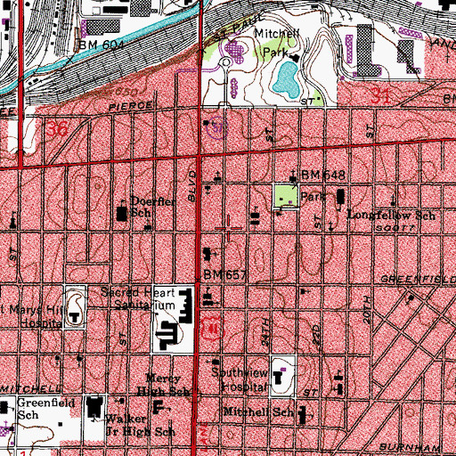 Topographic Map of Milwaukee Fire Department Engine 26, WI