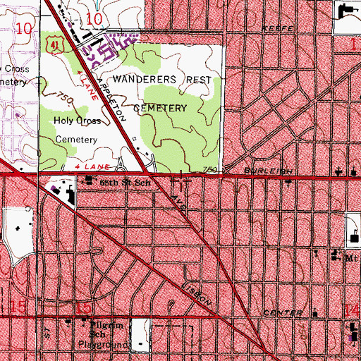 Topographic Map of Milwaukee Fire Department Engine 34, WI