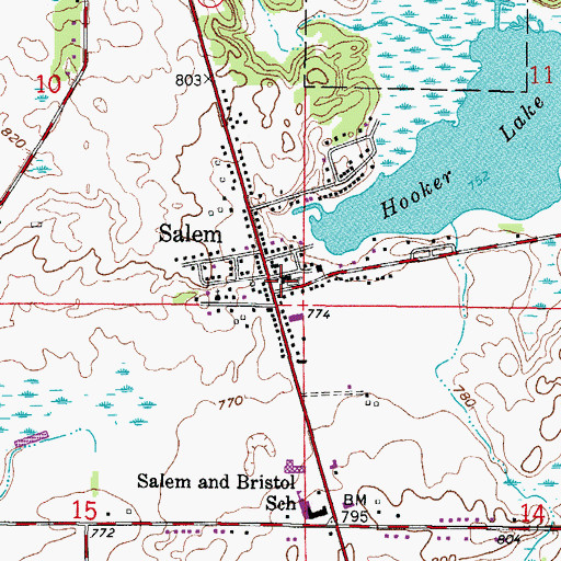 Topographic Map of Salem Fire and Rescue Station 2, WI