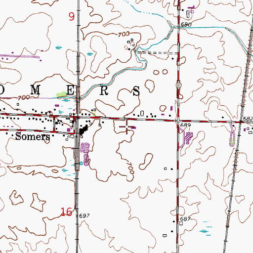 Topographic Map of Somers Fire and Rescue Department Station 1, WI