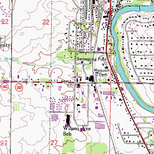 Topographic Map of Mequon Fire Department Station 1, WI