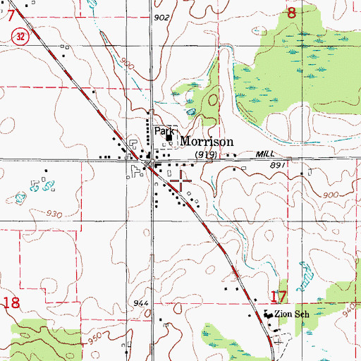 Topographic Map of Morrison Volunteer Fire Department, WI