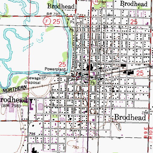 Topographic Map of Brodhead Fire District, WI