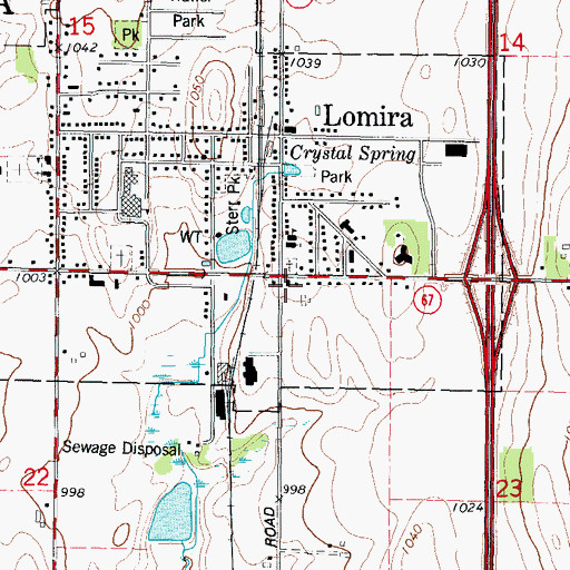 Topographic Map of Lomira Fire Department, WI
